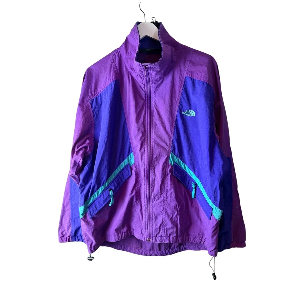 Vintage The North Face Windbreaker Jacket Purple Teal Colorblock Mens Medium